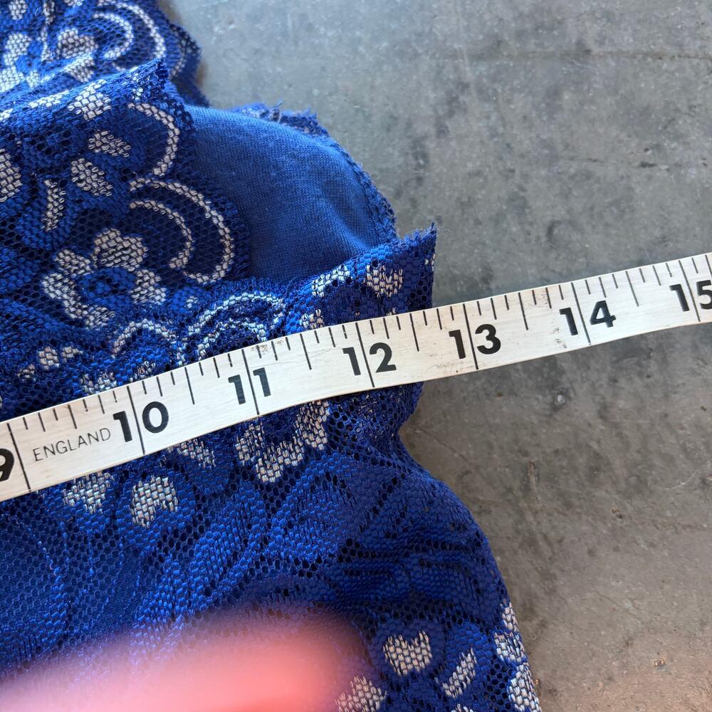 Vintage Y2k Blue Full Lace Tank Top Mini Lingerie Slip Dress Women's Small - Picture 3 of 4